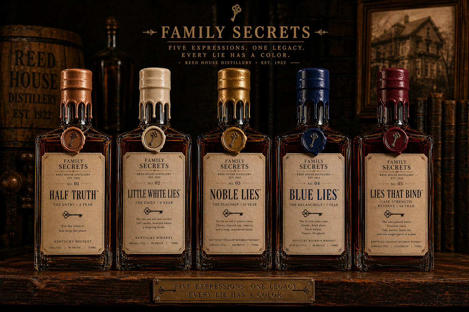 Family Secrets — Five Expressions, Reed House Distillery
